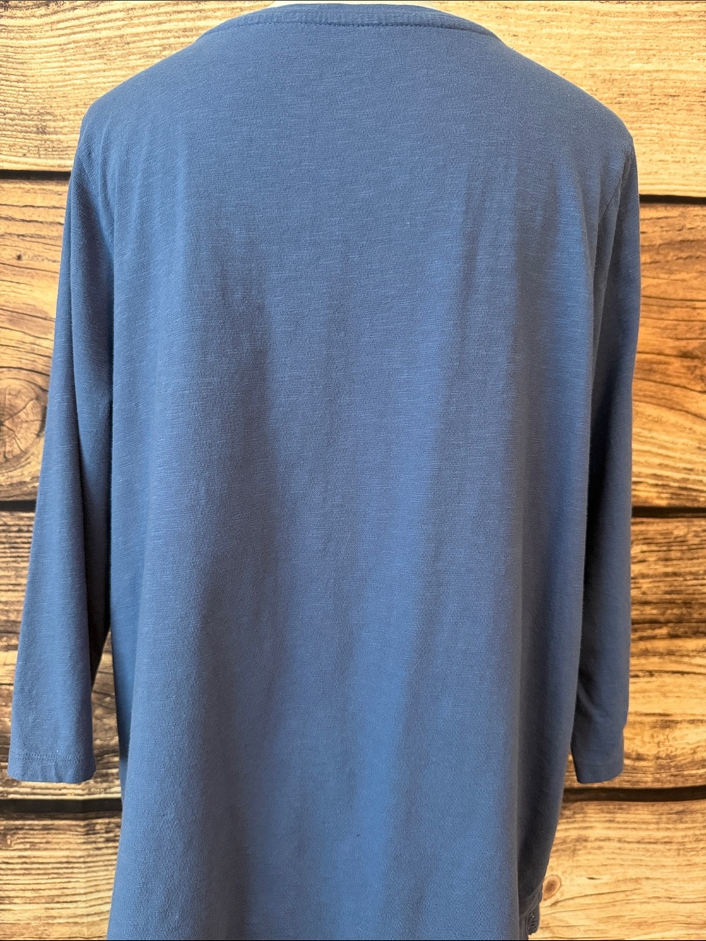 croft & barrow Blue Crochet-Front Long Sleeve Tee - Picture 3 of 6